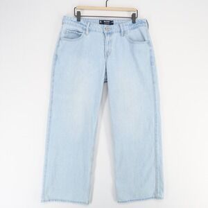 Hollister Jeans Womens 10S Light Blue Low‎ Rise Baggy Wide Leg Denim 100% Cotton